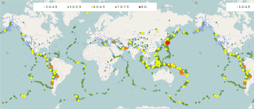 The big red is 2011 tsunami-quake in Japan.