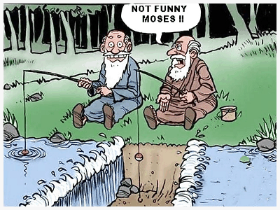 Joke around Jews escape from Egypt. In the beginning Moses opened a pathway  to river or sea.