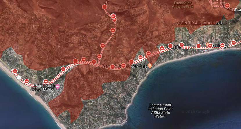 Woolsey penetrated in to Malibu's center.