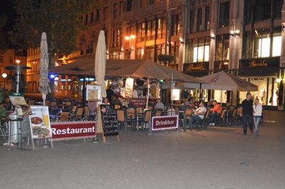 Italian outdoor restaurant. Vaci Street, Budapest V district