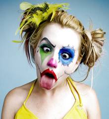 On stage bands trademarks were black and white clown masks and tongue push outs.